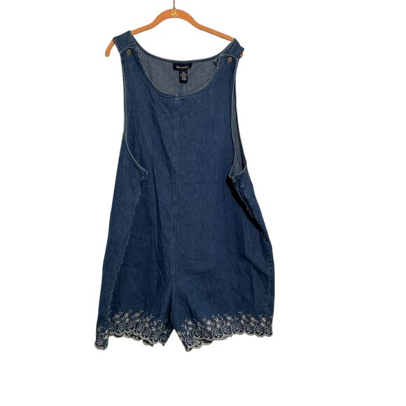 Plus Size Denim Embroidered Dress Romper 3X - Picture 3 of 8